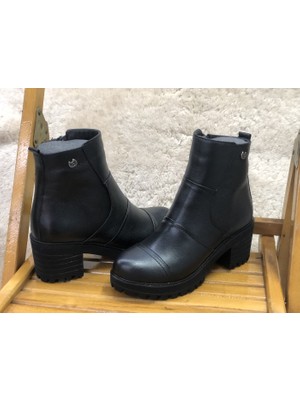 Diego Carlotti Bayan Hakiki Gerçek Deri Kalın Topuklu Bot