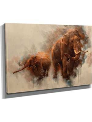 Dekoratif TASARIM33 Kahverengi Fil Canvas Tablo