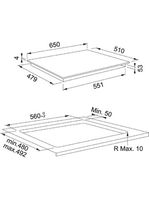 KBS Mobilya Mdf Lam 65CM Ankastre Ocak Altı Tezgah 52X65CM Ocaklara Uyumlu