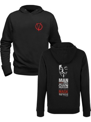 Muggkuppa V For Vendetta Dijital Baskılrı Siyah Ön Arka Çocuk Baskılı Sweatshirt