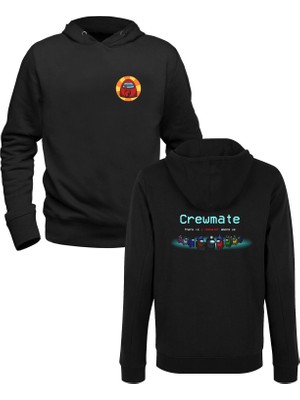 Muggkuppa Among Us Resimli Dijital Baskılı Siyah Ön Arka Çocuk Baskılı Sweatshirt