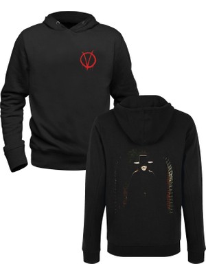 Muggkuppa V For Vendetta Resimli Baskılrı Siyah Ön Arka Çocuk Baskılı Sweatshirt