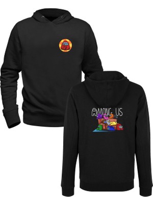 Muggkuppa Among Us Resim Baskılı Siyah Ön Arka Çocuk Baskılı Sweatshirt