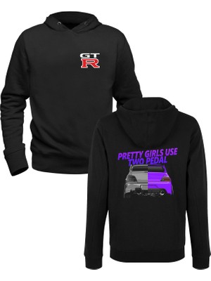 Muggkuppa Araba Gtr Girls Tasarımlı Baskılı Siyah Ön Arka Çocuk Baskılı Sweatshirt