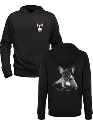 Muggkuppa Bulldog Dijital Baskılı Siyah Ön Arka Çocuk Baskılı Sweatshirt