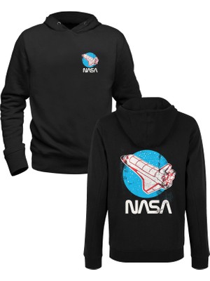 Muggkuppa Nasa Resimli Dijital Baskılı Siyah Ön Arka Çocuk Baskılı Sweatshirt