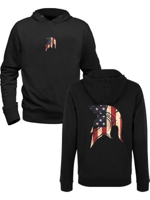 Muggkuppa Spartan Resimli Dijital Baskılı Siyah Ön Arka Çocuk Baskılı Sweatshirt