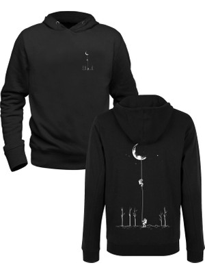 Muggkuppa Space Resimli Dijital Baskılı Siyah Ön Arka Çocuk Baskılı Sweatshirt