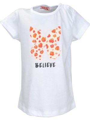 Zeyland Kız Bebek Beyaz Believe T-Shirt (9 Ay - 8 Yaş )