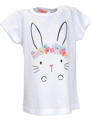 Zeyland Kız Bebek Beyaz Flower Rabbit T-Shirt (9 Ay - 4 Yaş )