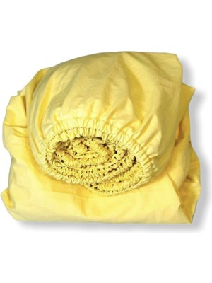 Bebek Özel Pamuklu Bebek ve Çocuk Lastikli Çarşaf  Düz Sarı 90X190