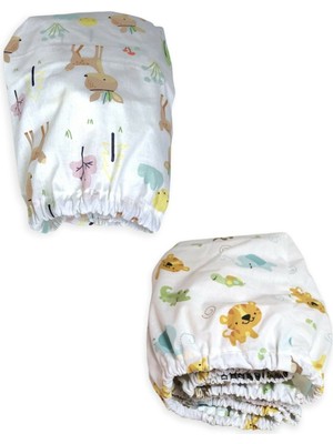 Bebek Özel   Pamuklu Bebek ve Çocuk Lastikli Çarşaf Sevimli Hayvanlar ve Karaca 90X190 (2 Adet)