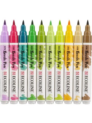 Talens Ecoline Brush Pen Fırça Uçlu Kalem 10 Renk Set Botanıc