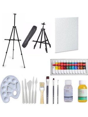 Rich Yağlı Boya Başlangıç Seti - Portatif Metal Şövale