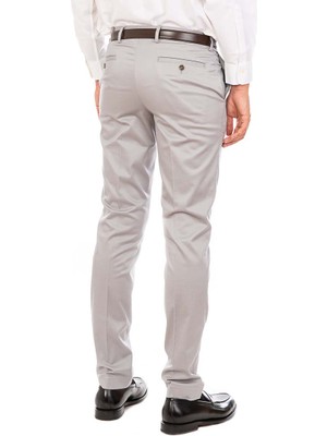 Brooks Brothers Erkek Gri Milano Kesim Chino Pantolon