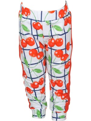 Mininio Kız Bebek Beyaz Cherry Jogger Pantolon (9 Ay - 4 Yaş )