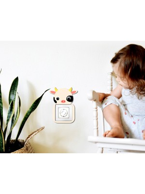 instababyrooms Sevimli Hayvanlar Volti Ahşap Priz Aksesuarı Model 013