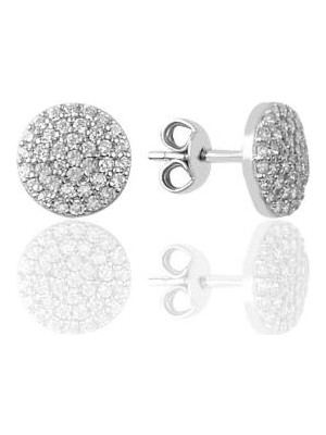 Söğütlü Silver Gümüş  Zirkon Taşlı Yuvarlak Küpe