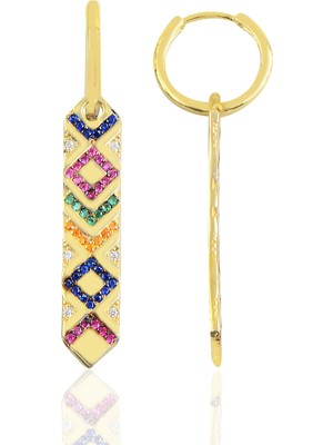 Söğütlü Silver Gümüş Gold Kilim Modeli Küpe