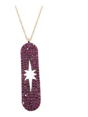 Söğütlü Silver Granat Taşlı Kutup Yıldızı Rose Kolye