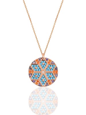 Söğütlü Silver Gümüş Rose Yuvarlak Kilim Kolye