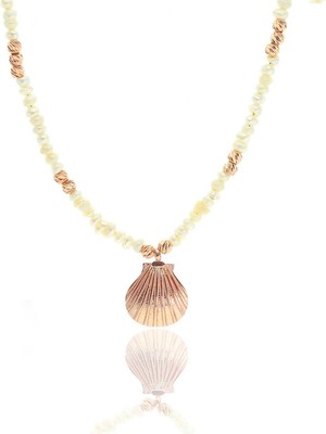 Söğütlü Silver Gümüş Incili Midye Kolye