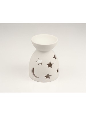 Refsan Buhurdanlık Gece Seramik Bisküvi Boyanabilir Obje 12.5 cm Beyaz