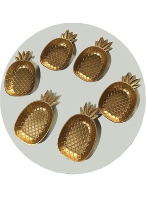Ananas Figürlü Çerezlik - Gold Sunumluk 6 Lı Set