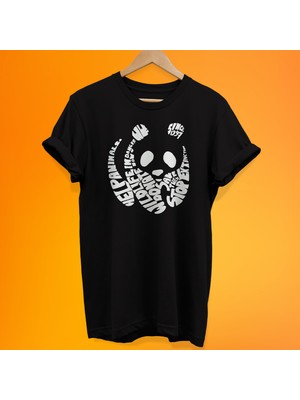 Remonz Panda Baskılı %100 Pamuk Oversize T-Shirt Büyük Beden Tişört