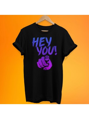 Remonz Hey You Baskılı %100 Pamuk Oversize T-Shirt Büyük Beden Tişört