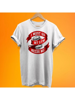 Remonz My Gym Needs Me Baskılı %100 Pamuk Oversize T-Shirt Büyük Beden Tişört