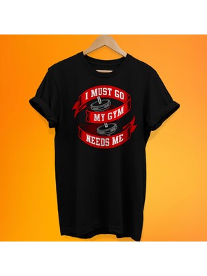 Remonz My Gym Needs Me Baskılı %100 Pamuk Oversize T-Shirt Büyük Beden Tişört