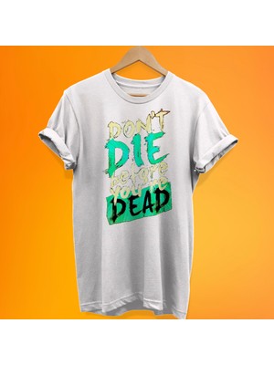 Remonz Ölmeden Mezara Girme Yazılı %100 Pamuk Oversize T-Shirt Büyük Beden Tişört