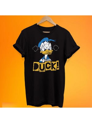 Remonz Duck Baskılı %100 Pamuk Oversize T-Shirt Büyük Beden Tişört