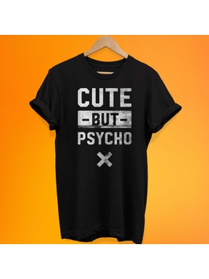 Remonz Tatlı Ama Psikopat Baskılı %100 Pamuk Oversize T-Shirt Büyük Beden Tişört