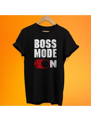 Remonz Boss Mode On Baskılı %100 Pamuk Oversize T-Shirt Büyük Beden Tişört