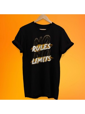 Remonz Kural Yok Limit Yok Baskılı %100 Pamuk Oversize T-Shirt Büyük Beden Tişört