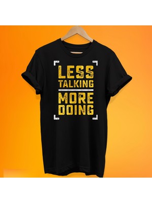 Remonz Az Laf Çok Iş Baskılı %100 Pamuk Oversize T-Shirt Büyük Beden Tişört