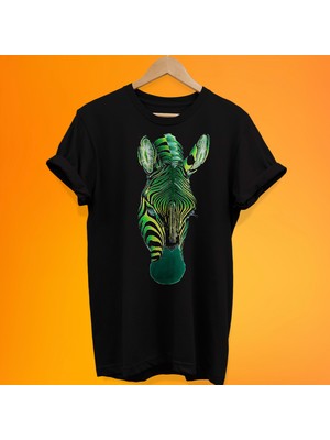 Remonz Zebra Baskılı %100 Pamuk Oversize T-Shirt Büyük Beden Tişört