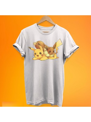 Remonz Pikachu Eve Baskılı %100 Pamuk Oversize T-Shirt Büyük Beden Tişört