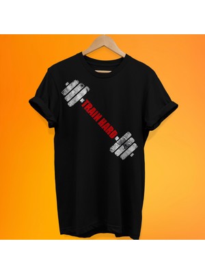 Remonz Train Hard Baskılı %100 Pamuk Oversize T-Shirt Büyük Beden Tişört