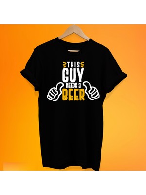 Remonz Bu Adamın Biraya Ihtiyacı Var Baskılı %100 Pamuk Oversize T-Shirt Büyük Beden Tişört