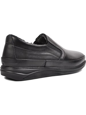 Ayakmod 478 Kürklü Siyah Hakiki Deri Erkek Günlük Ayakkabı