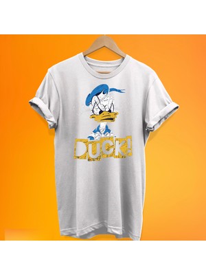 Remonz Duck Baskılı %100 Pamuk Oversize T-Shirt Büyük Beden Tişört