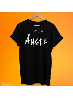 Remonz Melek Baskılı %100 Pamuk Oversize T-Shirt Büyük Beden Tişört