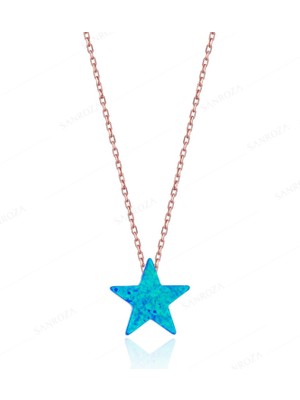 925 Gümüş Yıldız Opal 925 Ayar Gümüş Kolye