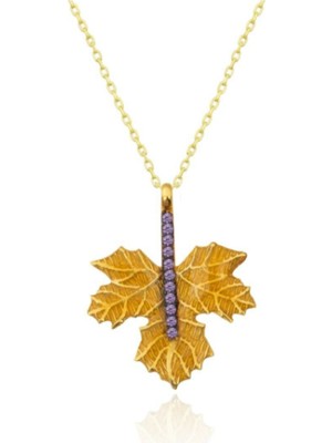 925 Gümüş Çınar Yaprağı 925 Ayar Gümüş Kolye