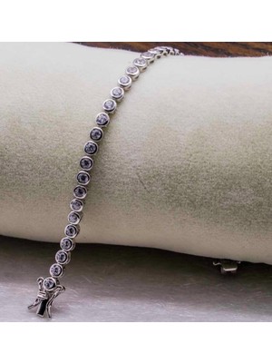 925 Gümüş Su Yolu Pırlanta Tasarımlı 925 Ayar Gümüş Bileklik