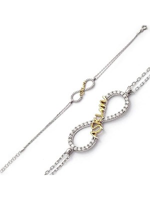 925 Gümüş Sonsuzluk Aşkım Yazılı 925 Ayar Gümüş Bileklik