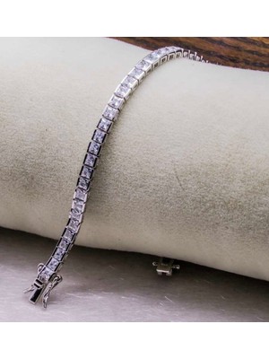 925 Gümüş Su Yolu Pırlanta Tasarımlı 925 Ayar Gümüş Bileklik